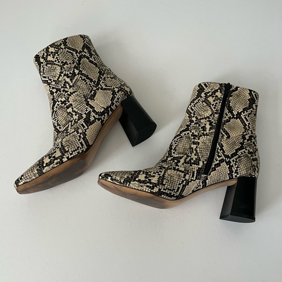 Nordstrom Shoes - Nordstrom Snakeskin Square Toe Heeled Booties Women’s Size 9